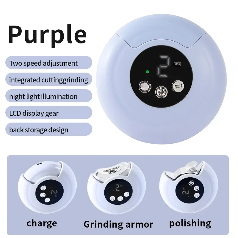 Coupeongles électrique 2 en 1 pour bébé 360° rotatif antiéclaboussures portable design sécurisé pour enfants e