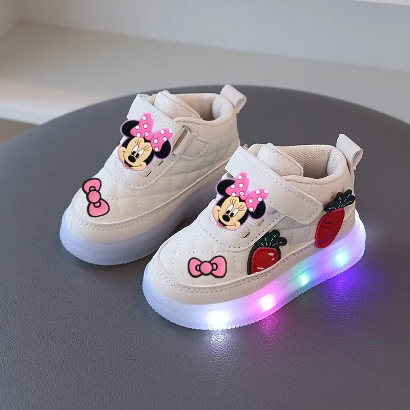 Chaussures enfants Disney Mickey Mouse LED lumineuses mode décontracté filles garçons été hiver style coloré q