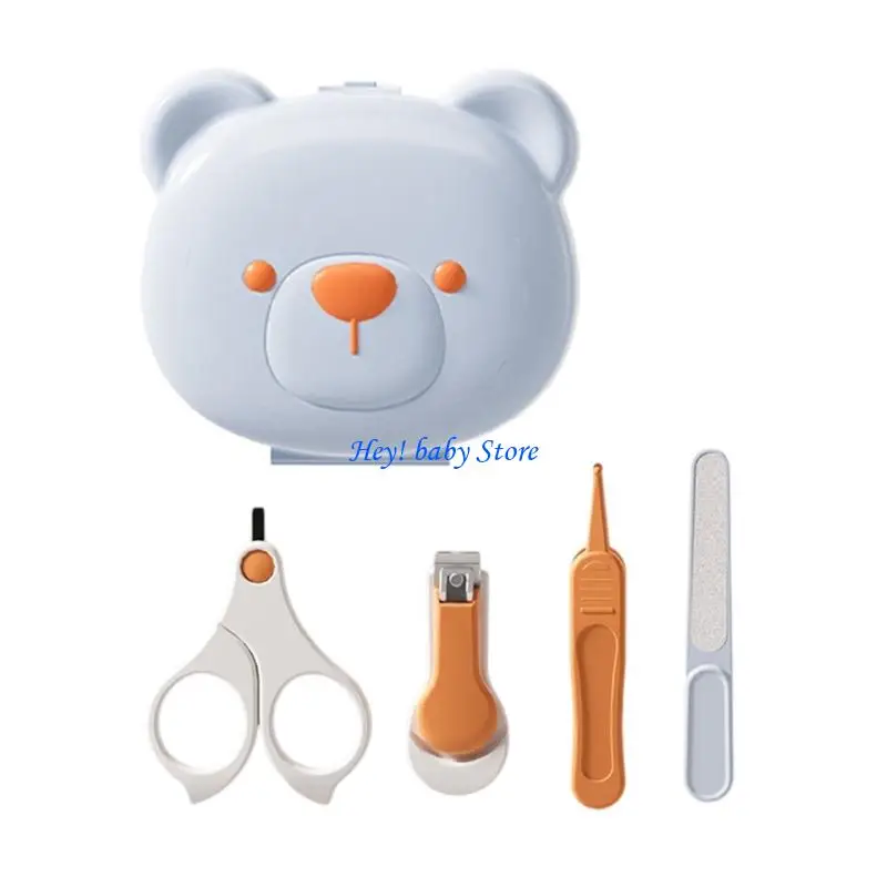 Hey! Baby 5en1 Set de Soins Bébé CoupeOngles Ciseaux Pince à Epil Lime Étui bébé bleu