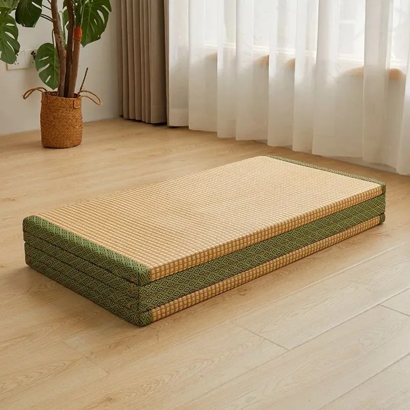 Matelas Tatami pliant style japonais 5cm épaissseur rotin artificiel noyau coco usage méditation yoga tapis ra