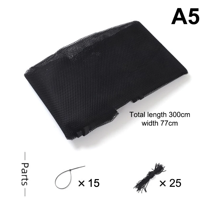 Filet de protection en mesh noir 300cm x 77cm avec fils et accessoires