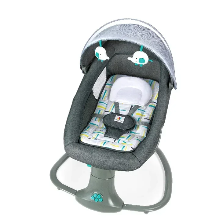 Chaise berçante électrique bébé multifuison inclinaison jouets suspendus coussin rembourré 03 ans design moder