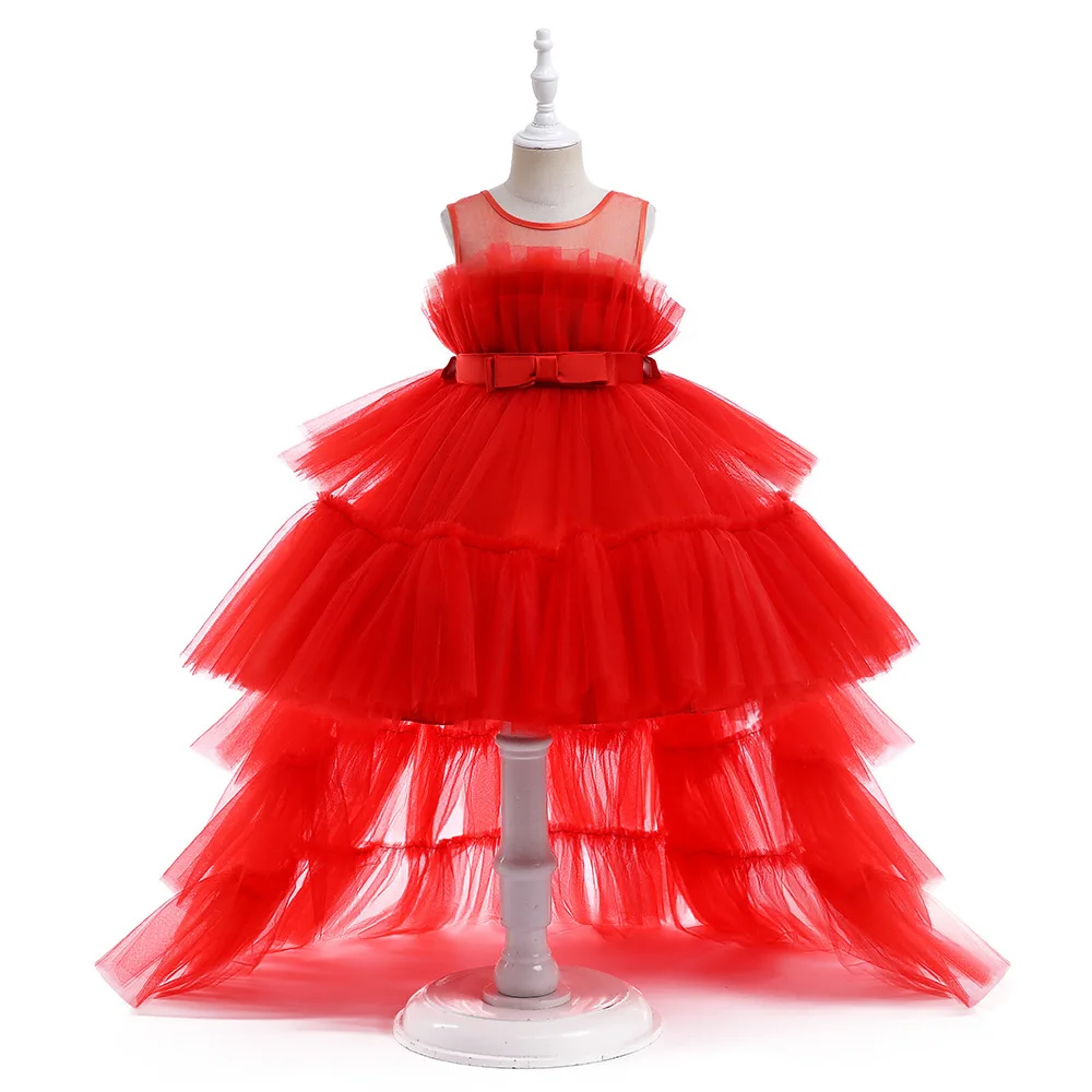 Robe de soirée formelle pour enfant robe princesse en tulle traîne