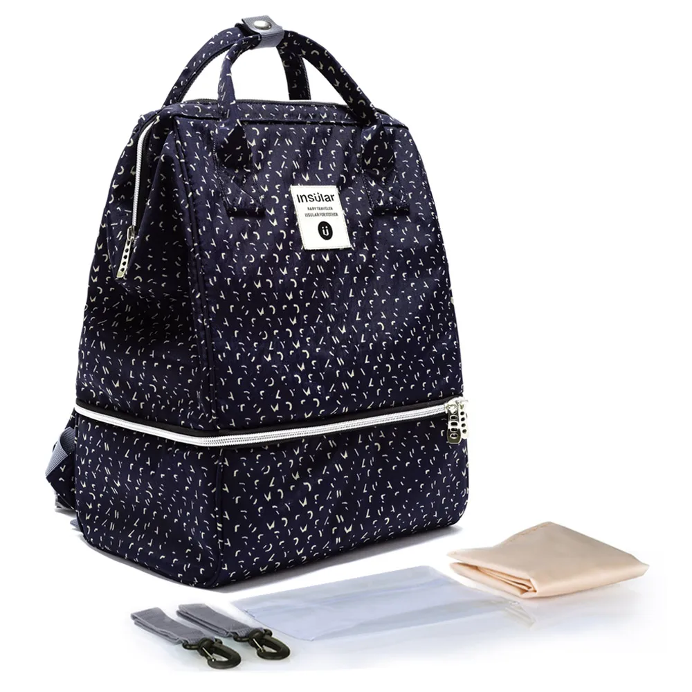 Sac à dos isotherme maternité allaitement voyage pour maman sac à couches poussette accessoires bébé bleu mari