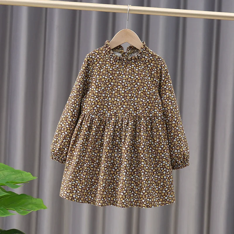 Robe fille longues manches coton floral printemps automne style romantique aline 713 ans