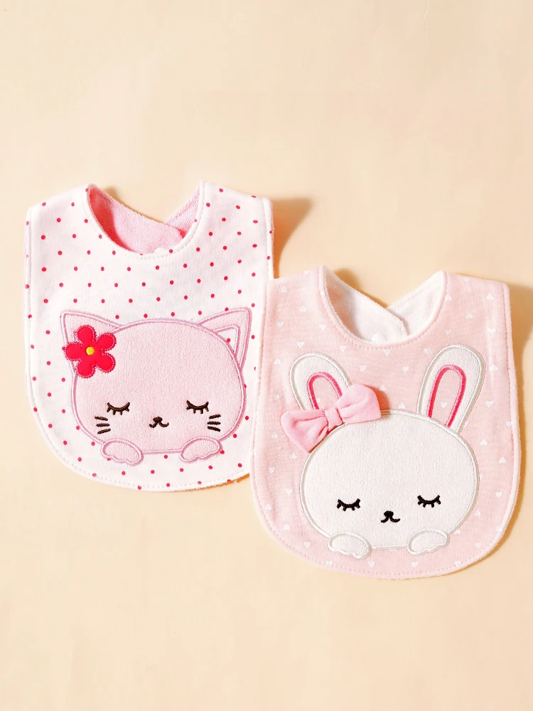Couverture de bavoir pour bébé 2 pièces bavoir réglable en coton doux avec dentelle en forme de U bavoir d'ali