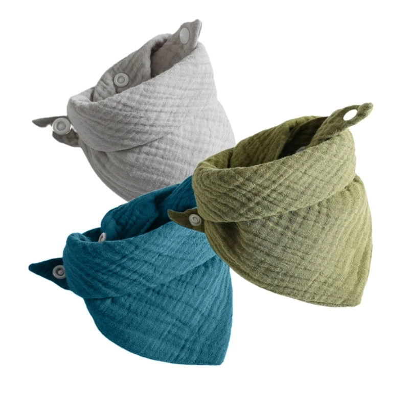 Bavoirs Bandana bébé 3 unités en mousseline unisexes absorbants doux pressions 02 ans écharpes bébé accessoire