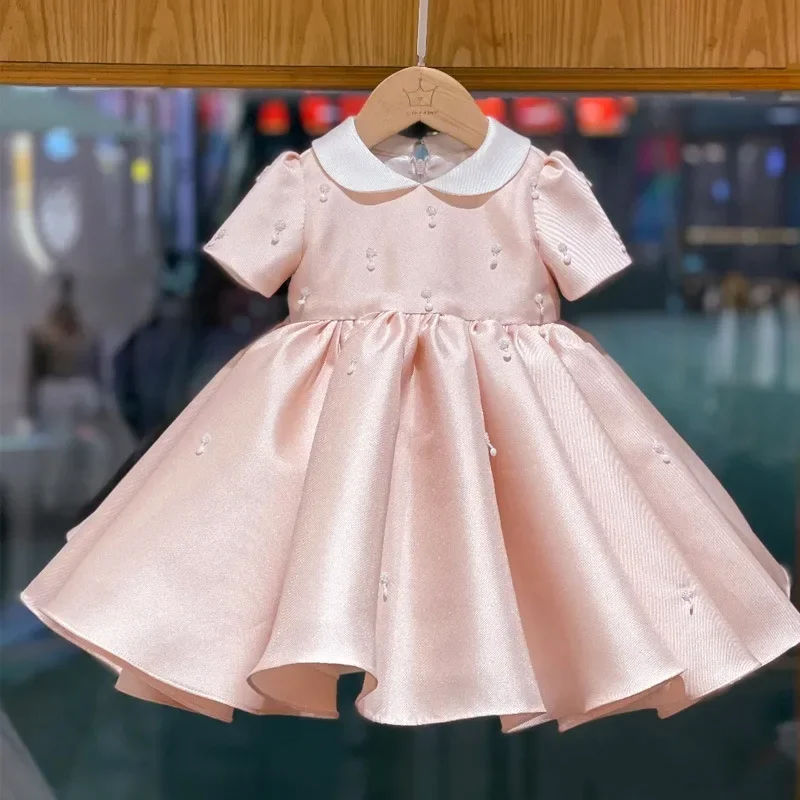 Robe de soirée enfant princesse blanc style européen américain manches régulières Oneck 713 ans