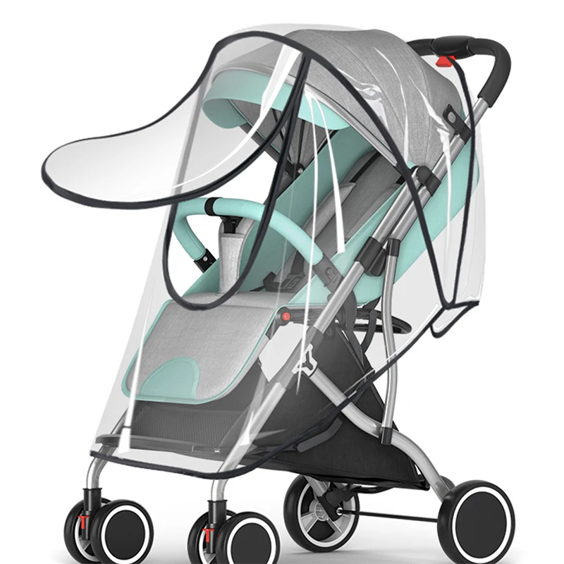 Housse de pluie universelle pour poussette paresoleil EVA transparent imperméable UV protégeur facile à instal