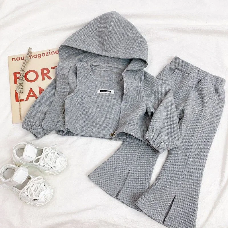 Ensemble sportif enfant hoodie à capuche pantalon élastique sneakers blanches 2 pièces style moderne couleur g