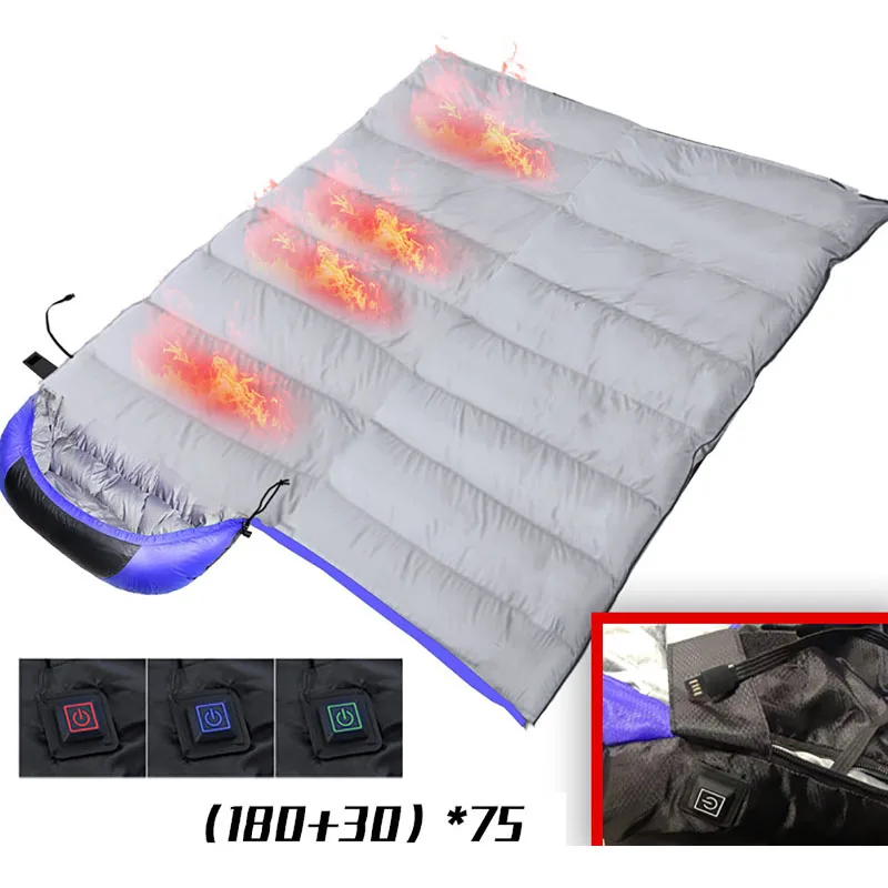 Couverture chauffante électrique adulte 3 niveaux de chauffage camping randonnée hiver doux isolant design mod