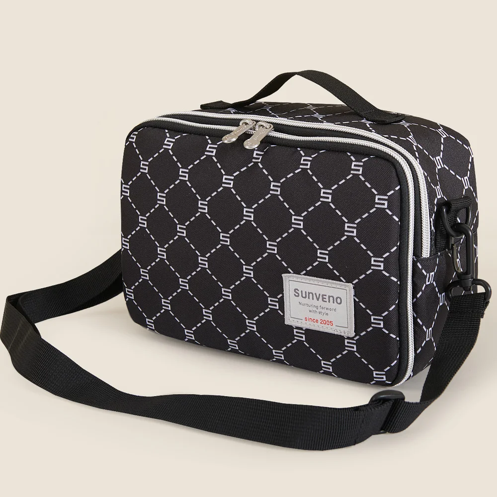 Sunveno Sac à langer Portable 2 en 1 Compact et Élégant Design Géométrique Polyester Résistant