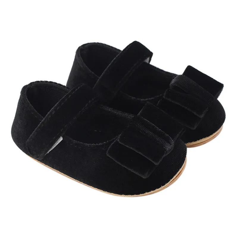 Chaussures plates bébé fille nœud velours semelle souple CPull coordonnées douces princesse accessoires articl