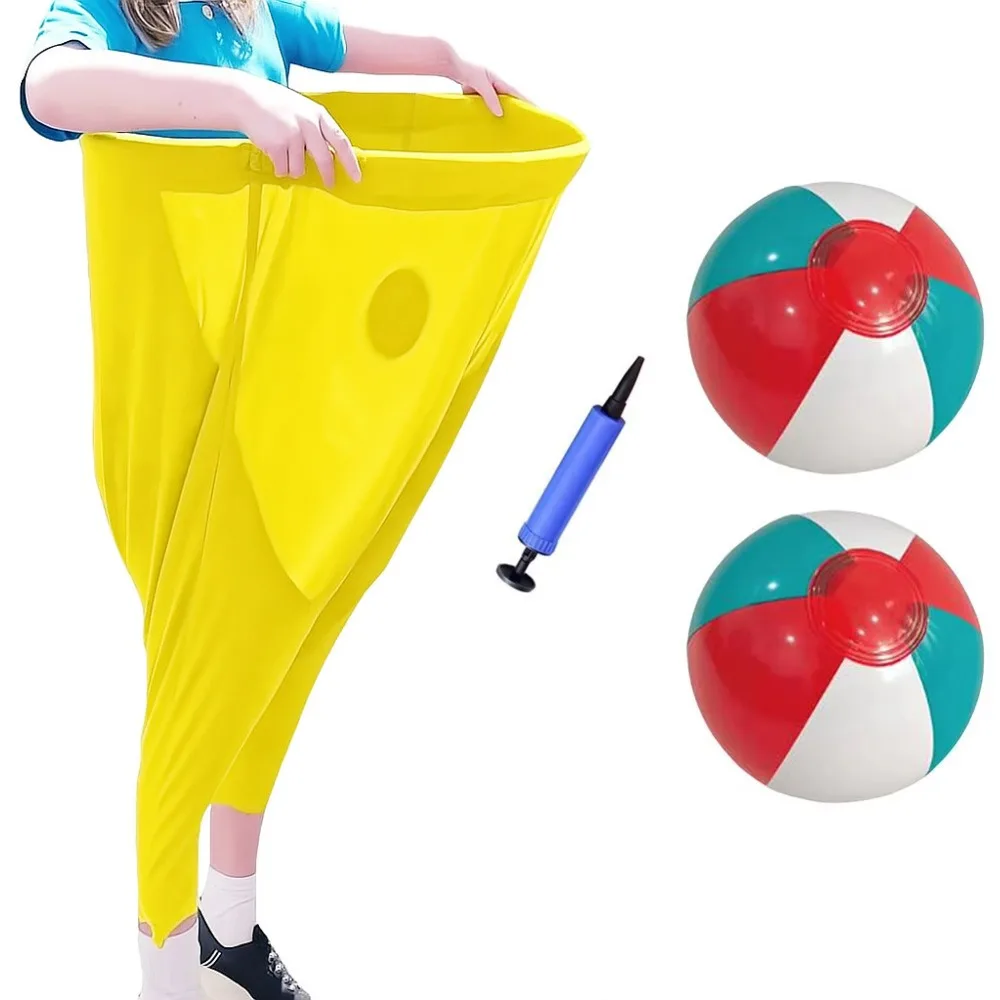 Ensemble jeu extérieur sac gonflable jaune vif balles plage pompe air accessoires activités familiales enfants