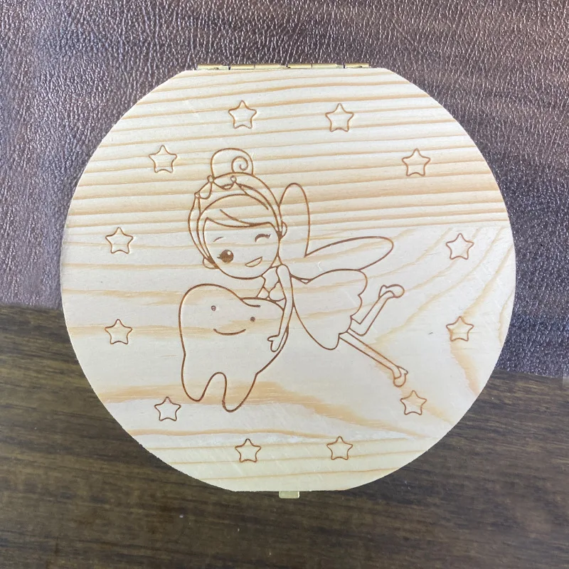 Boîte de Rangement de Dents de Lait en Bois pour Bébé et Enfant Accessoire Magique pour la Fée des Dents Desig