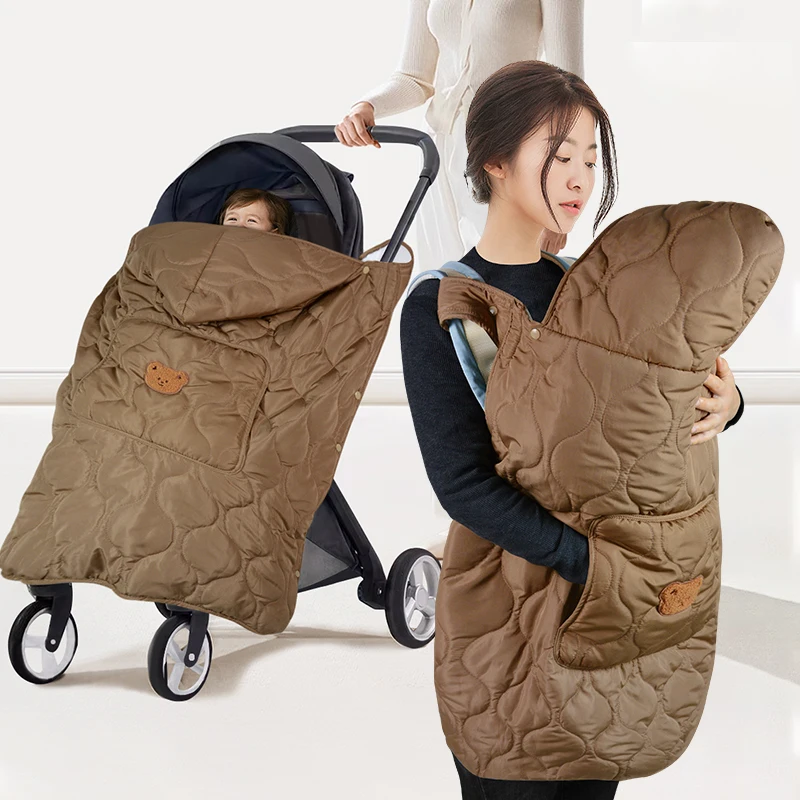 Couverture de poussette hiver bébé douillette capuchon matelassée polyester 03 ans unisexe portable extérieur