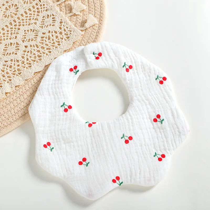 Bavoir en coton pour nouveauné garçon et fille écharpe bandana à motifs cerises doux et confortable idéal pour