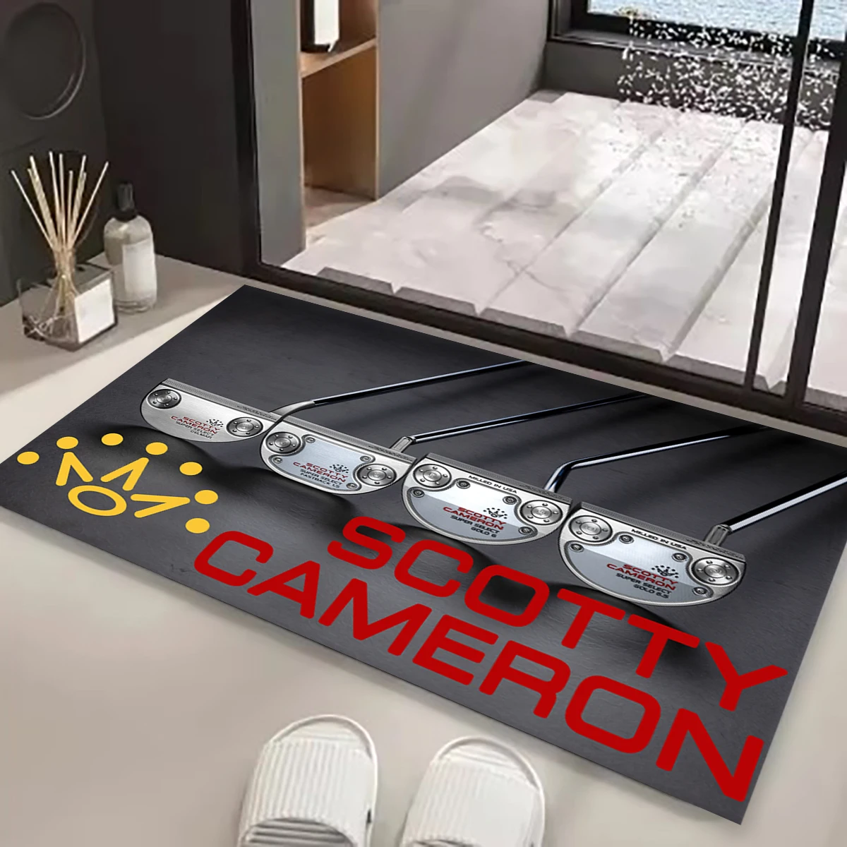 Tapis Scotty Cameron graphique putters golf salle bain cuisine entrée déco moderne style sport familial durabl