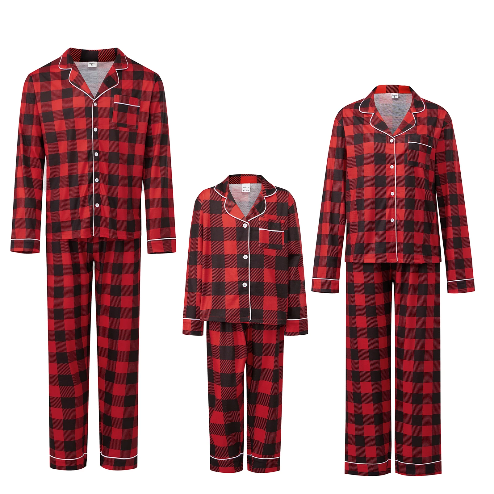 Pyjamas de Noël famille 2025 ensemble coordonné mèreenfants chemise manches longues pantalon plaid vêtements d
