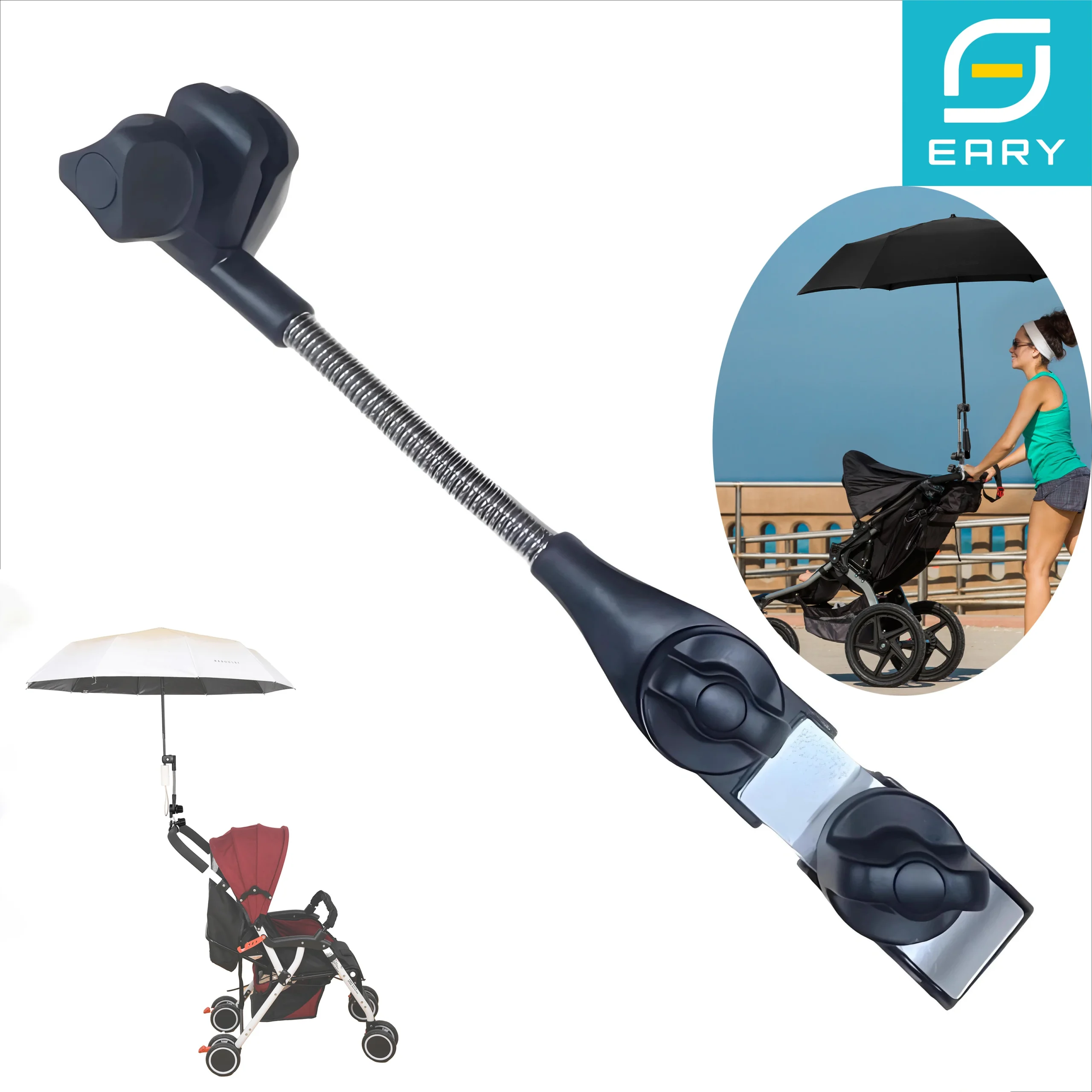 Eary support de parapluie poussette bébé flexible universel antiUV sécurité design moderne pratique