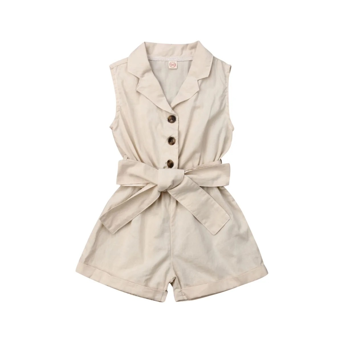 Vêtements bébé fille été sans manches nœud papillon combishort Romper coton polyester 1324 mois style mode été