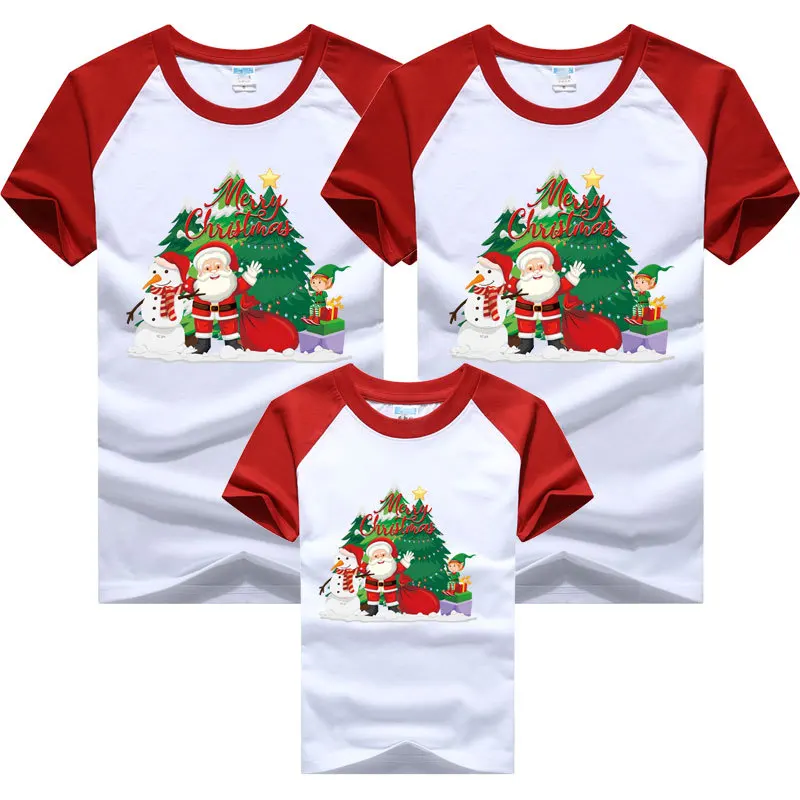 Tshirts de Noël assortis pour la famille en coton doux styles unisexe manches courtes design festif et coloré