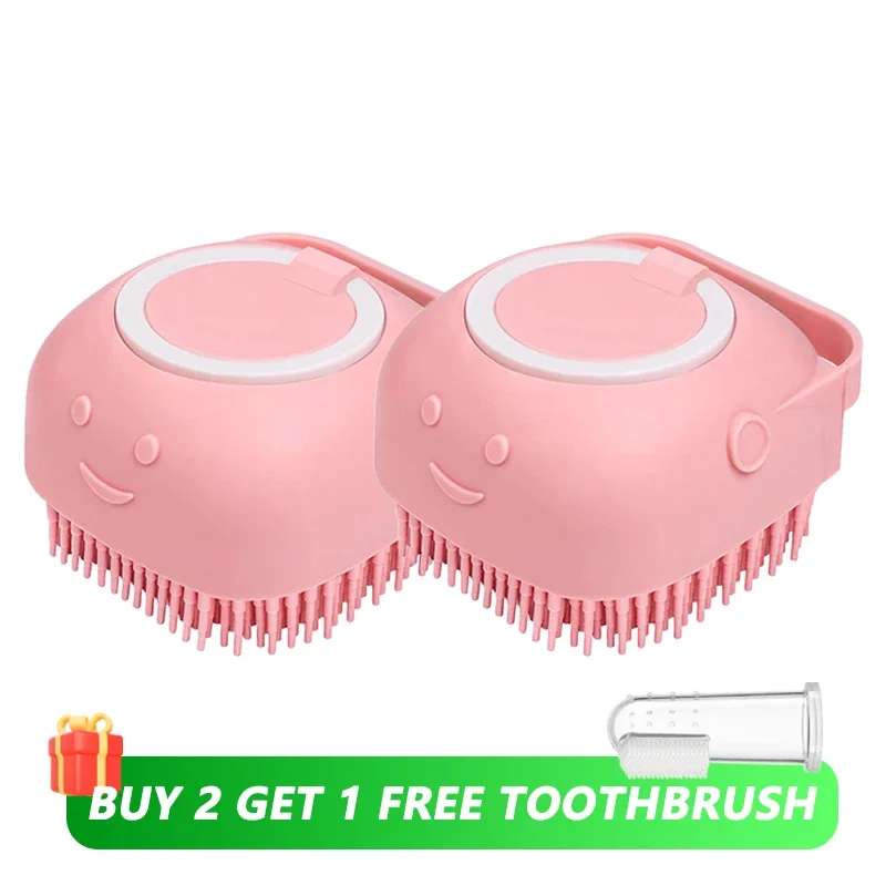 Brosse de bain en silicone souple pour chiens chats massage shampoing distributeur d'écume en caoutchouc doux 