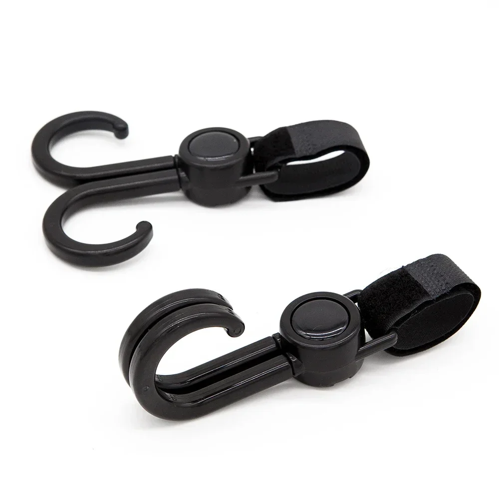 Crochets en Plastique Noir pour Poussette Accessoires de Fixation Rotatifs à 360° Sangle Velcro 1 Pièce Design