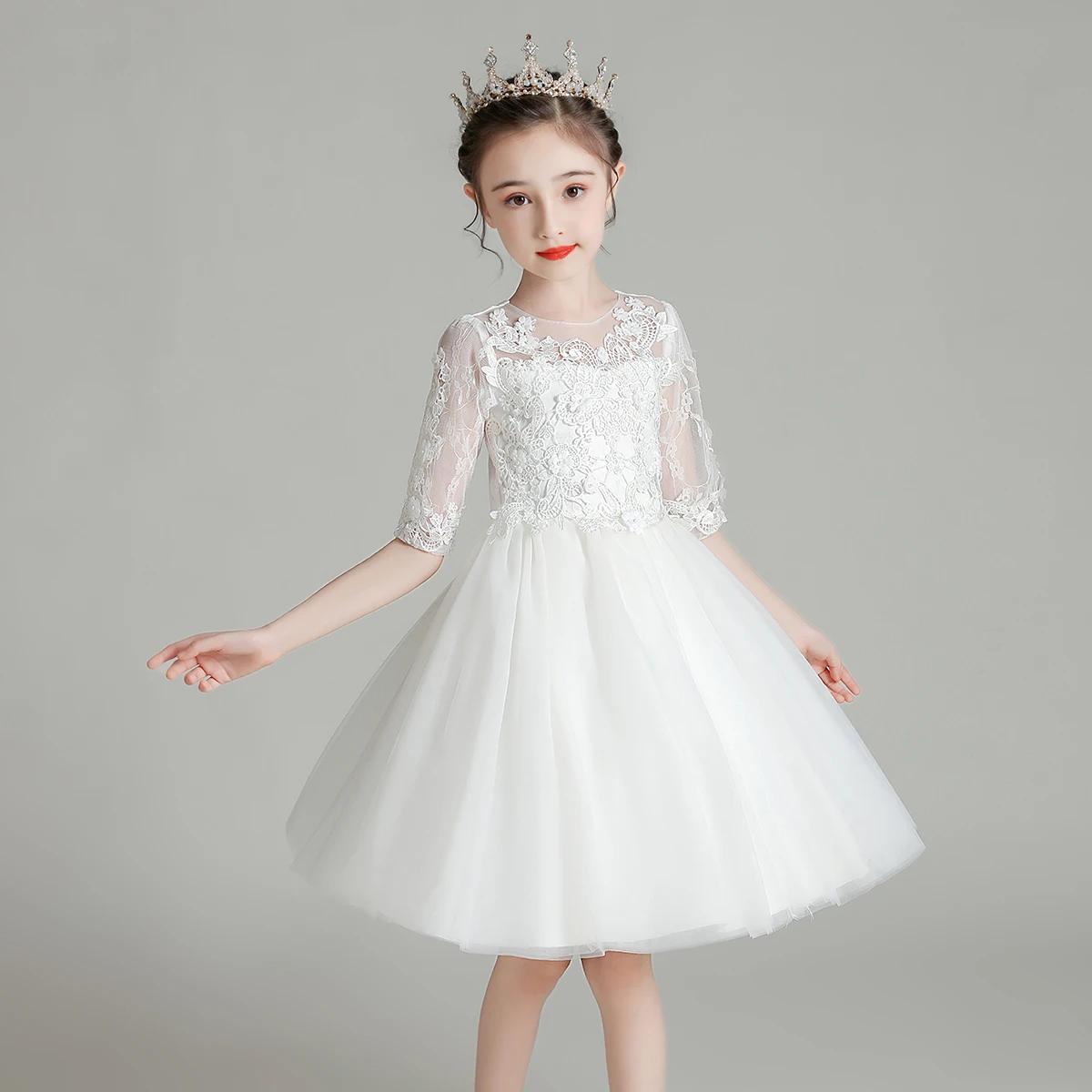 Robe princesse en dentelle floral robe de bal pour fille robe de concours princesse robe personnalisée fille 7
