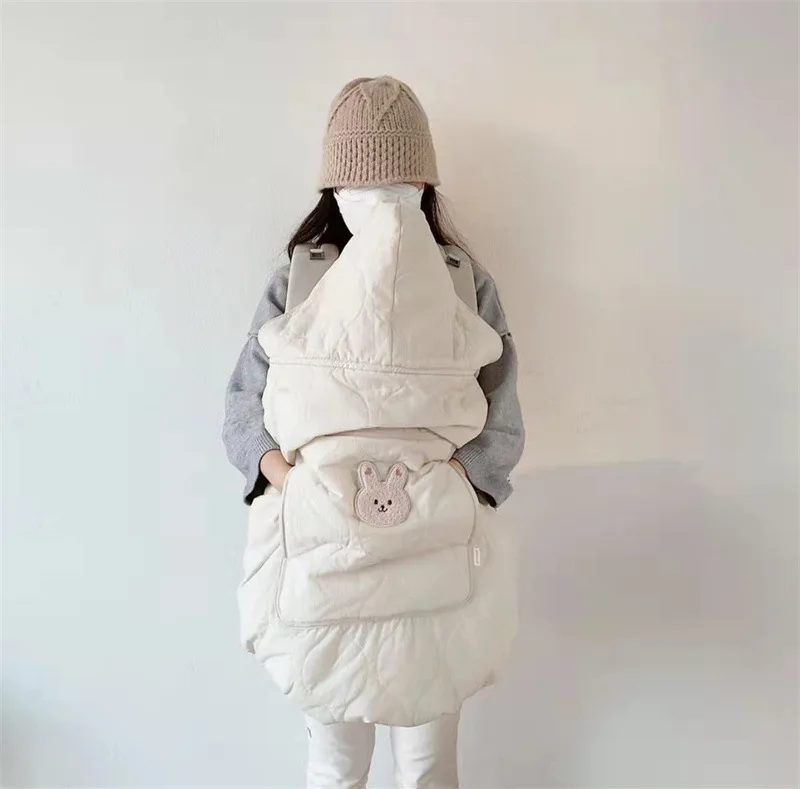 Couverture de poussette d'hiver en polaire chaude pour bébé accessoire d'emmaillotage avec sangle