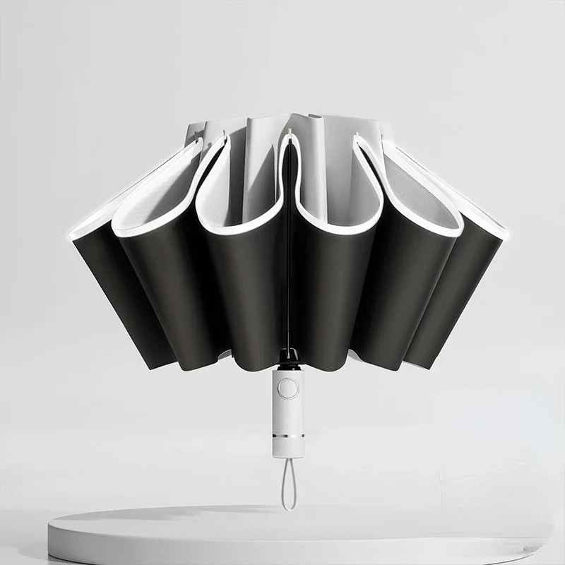 Parapluie inversé automatique antivent UV protection adultes noir blanc