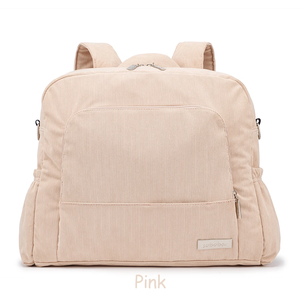 Soboba Sac à couches velours côtelé sécurité bébé multifonctionnel hiver maternité 036m Baby Pink
