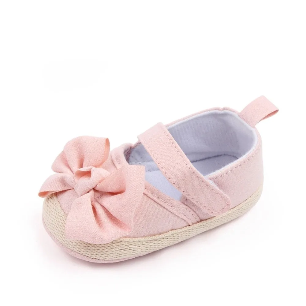 Chaussures bébé fille semelle souple antidérapante nœud papillon rose