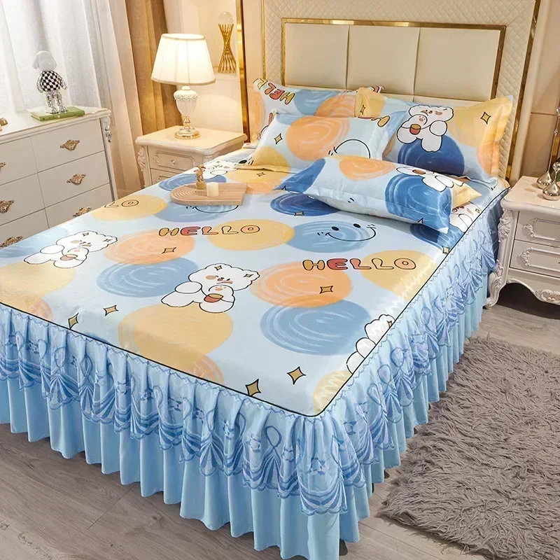 Ensemble de literie 3 pièces housse de couette multicolore taies d'oreiller assorties design enfantin avec mot