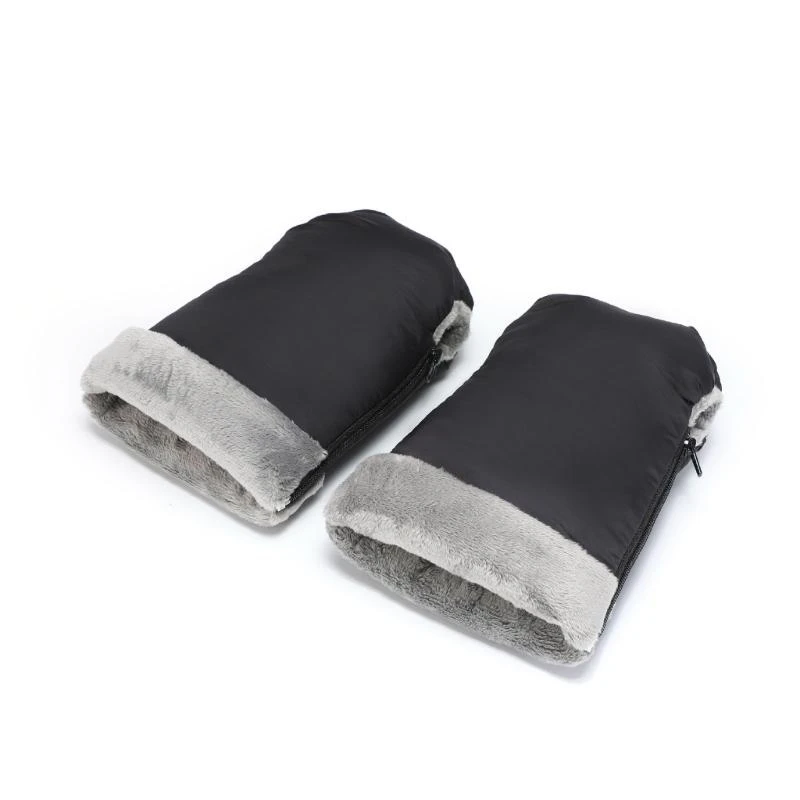 Gants d'hiver universels pour poussettes mitaines doublées fourrure fermeture éclair confort froid bébé