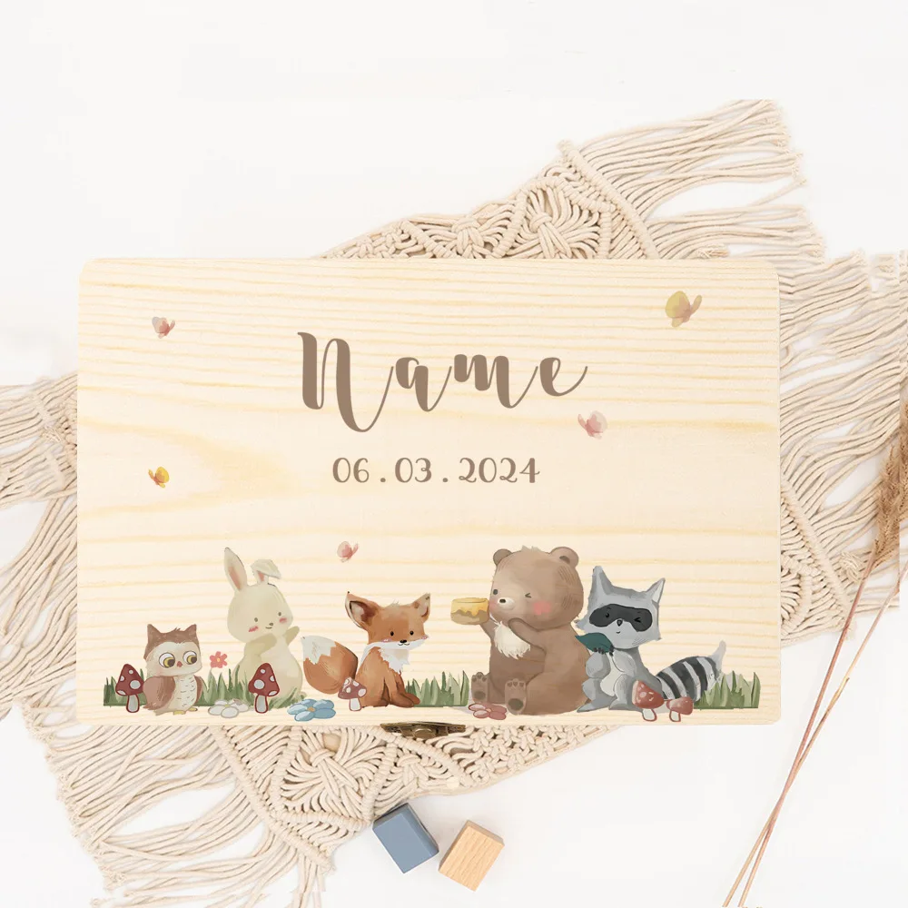 Boîte de mémoire personnalisée Keepplex pour bébé boîte en bois à motif floral romantique cadeau nouveauné bap