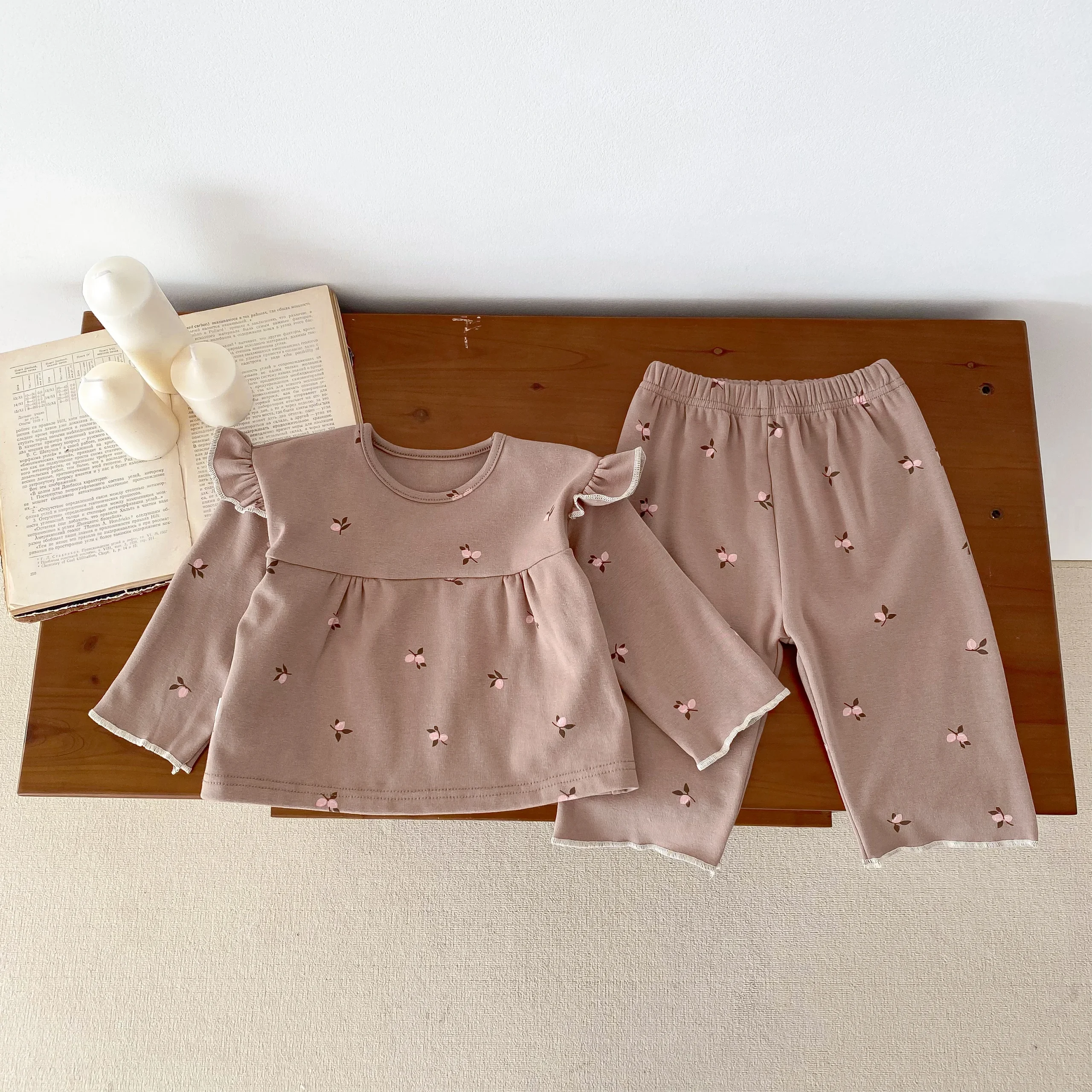 Ensemble pyjama bébé nouveauné manches longues chemise pantalon coton doux floral printemps automne 02 ans