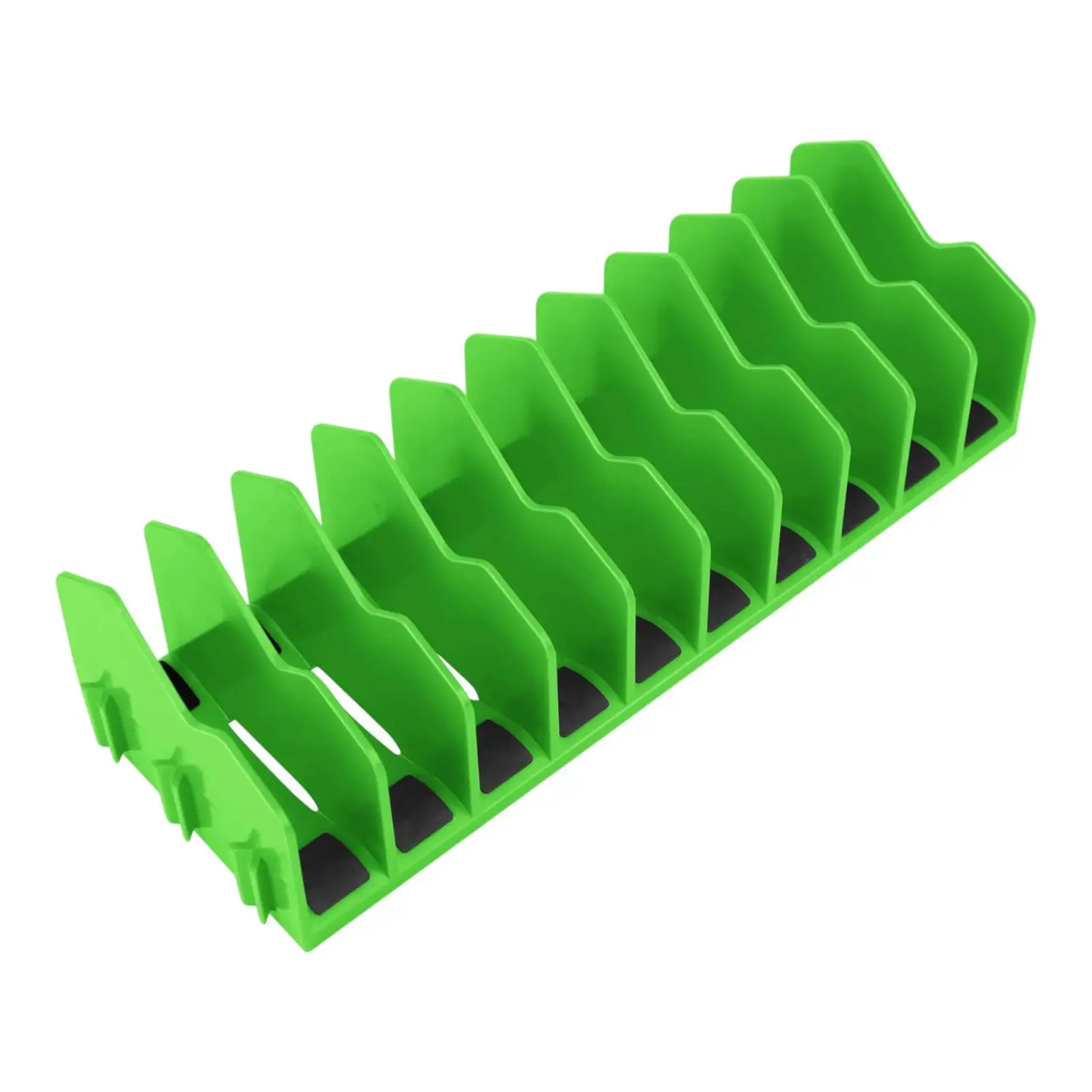 Organisateur de couverts en plastique vert avec base antidérapante compartiments en V rangement optimisé pour