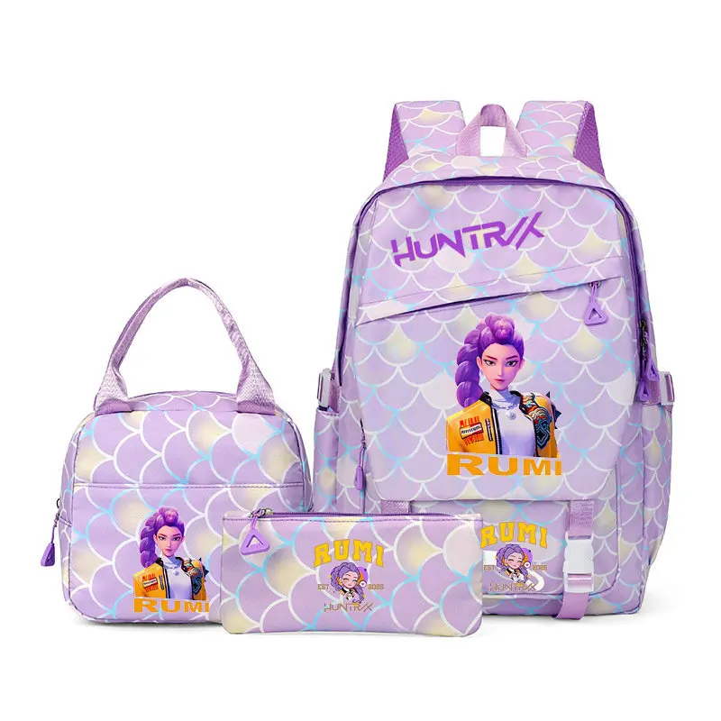 Ensemble sac à dos Kpop chasseurs de démons 3 pièces accessoires scolaires adolescents filles garçons sacs à m