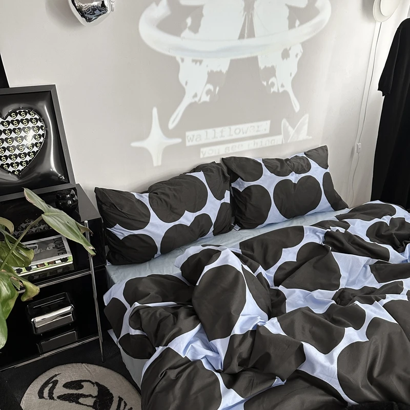 Ensemble de literie moderne avec motif géométrique housse de couette et taies d'oreiller 100% coton style nord