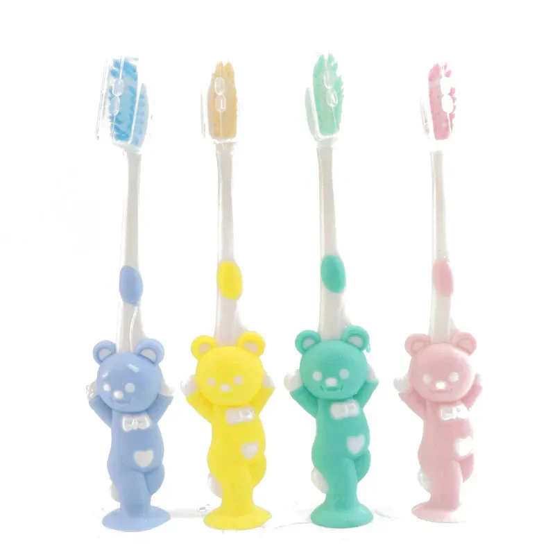 Brosse à dents pour enfants 4 pièces poils souples design ours en
