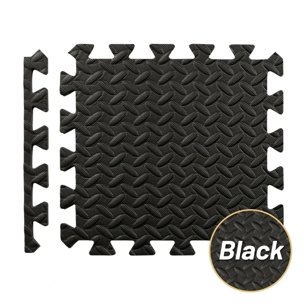 Dalle antidérapante PVC interconnectable noire pour sol protecteur salle sport garage