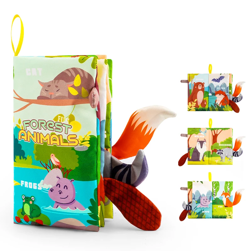 Livres en tissu pour bébé 03 ans 3 pièces Forest Series jouets éducatifs développement sensoriel illustrations