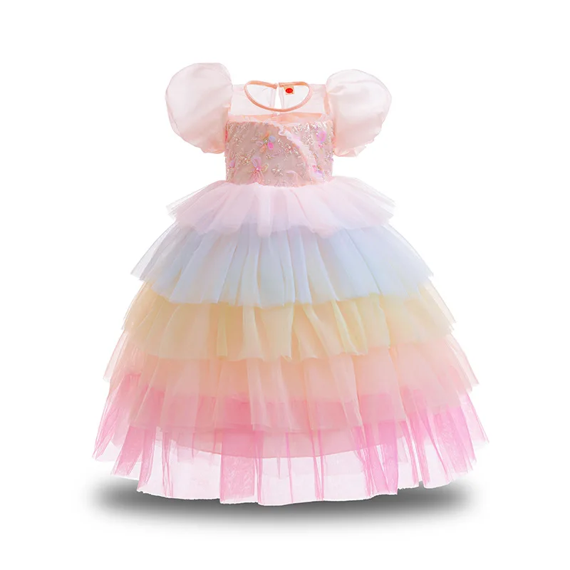 Robe princesse fille fête d'anniversaire tissu tulle style princesse dégradé rose enfant 38 ans robe élégante