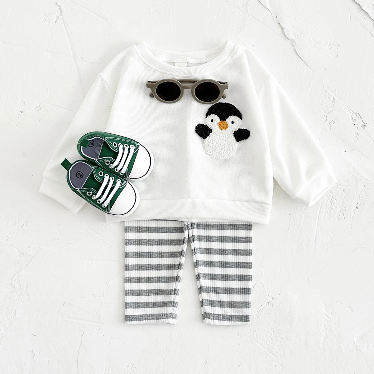 Ensemble vêtements bébé 3 pièces automne manchot dessin animé doux