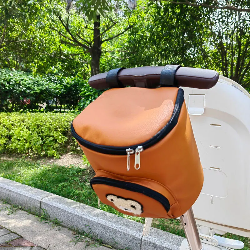 Sac de Rangement en Cuir pour Poussette de Bébé Accessoires Universels Imperméable pour la Marche en Voiture p