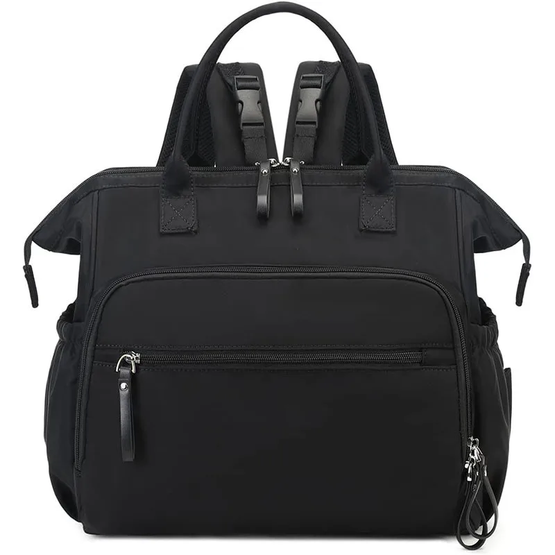 Sac à dos multifonctionnel bébé grand compartiment confortable sac à couches nylon résistant noir portage faci