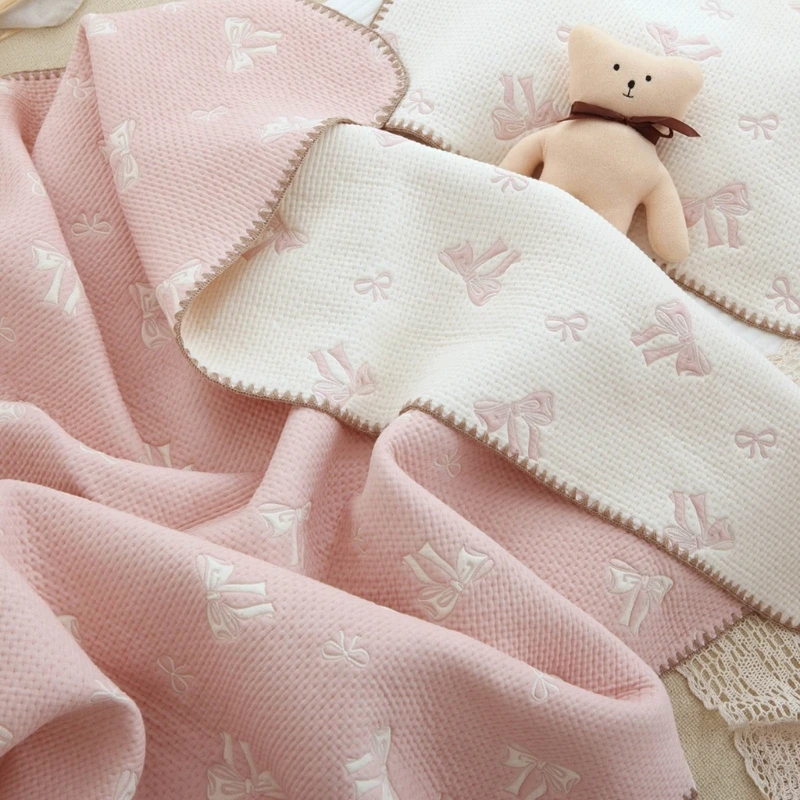 Couverture bébé multifonctionnelle douce à motifs nœuds design floral accessoire polyvalent pour poussette lit