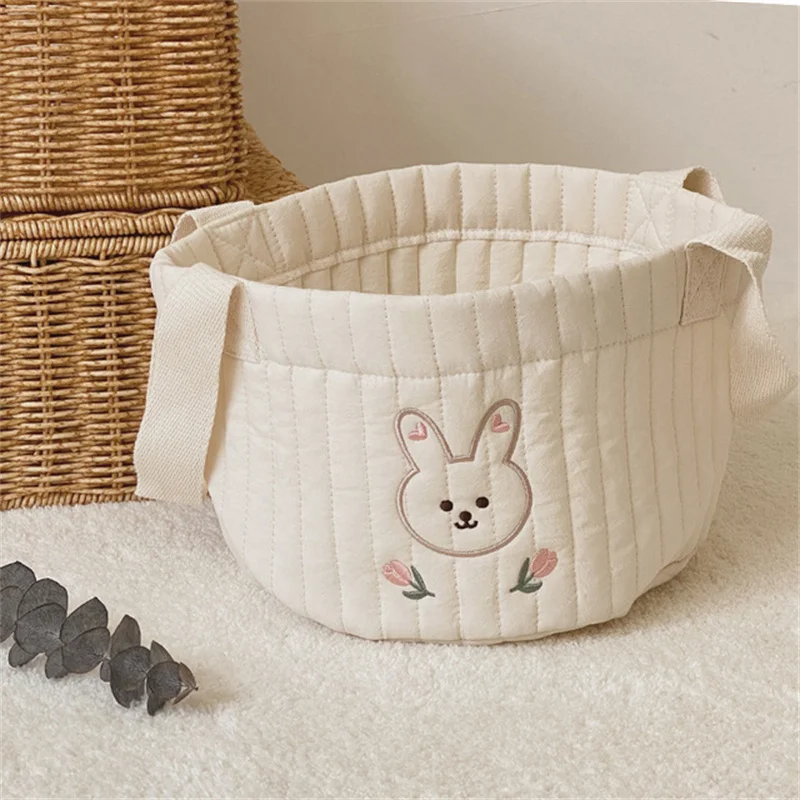 Panier de Rangement en Coton pour Bébé Illustration Lapin Rangement