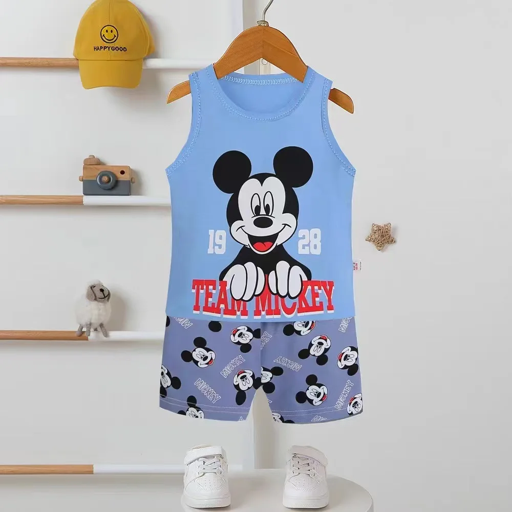 Ensemble vêtements bébés garçons 13 ans gilet Mickey sans manches vêtements maison style décontracté confort b